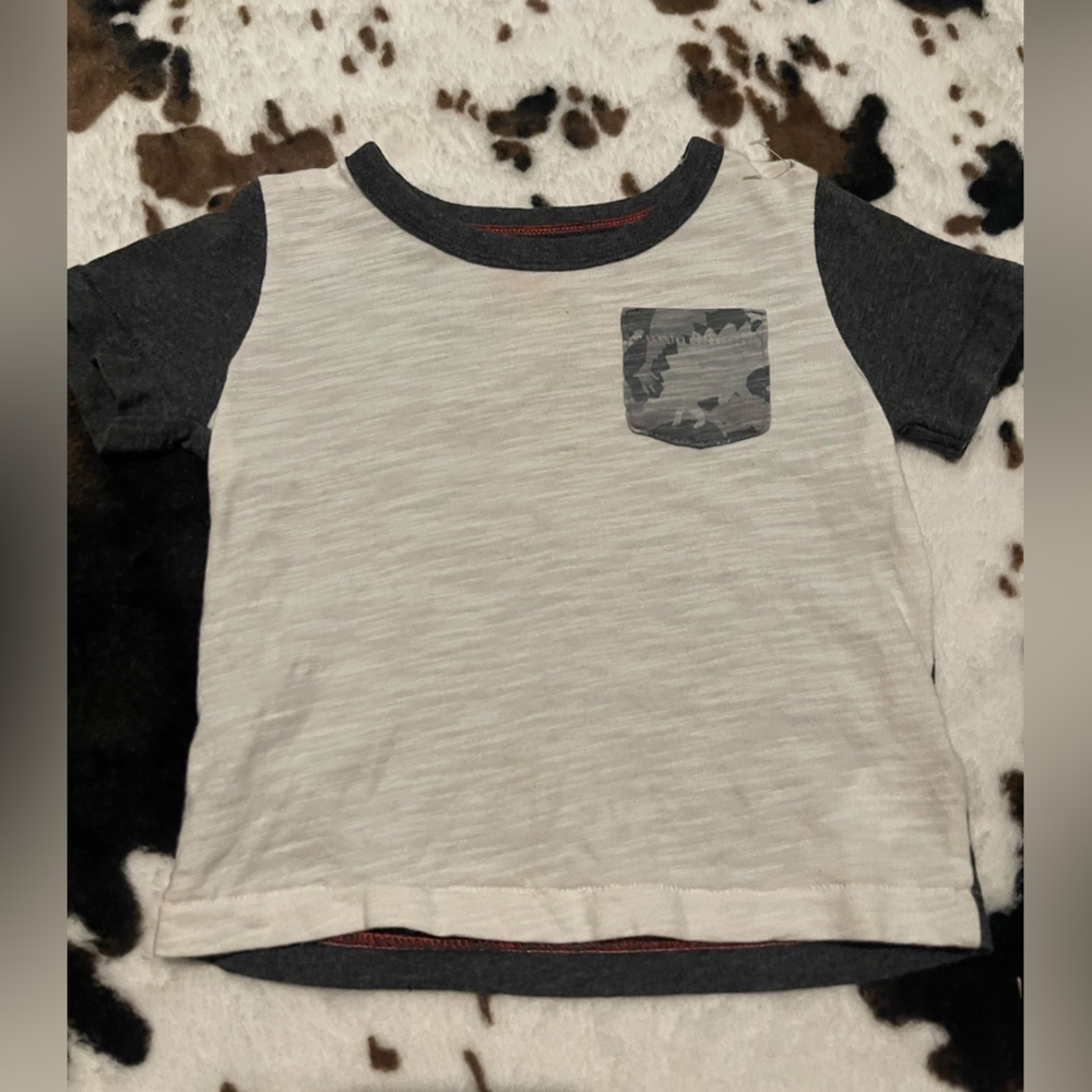 Kids' Gray and Cream T-Shirt with Pocket